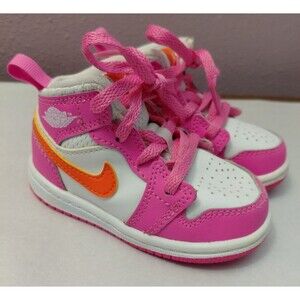 Nike Jordan 1 Mid TD Orange/Pink DX3239-681 Toddler Girls Size 5C